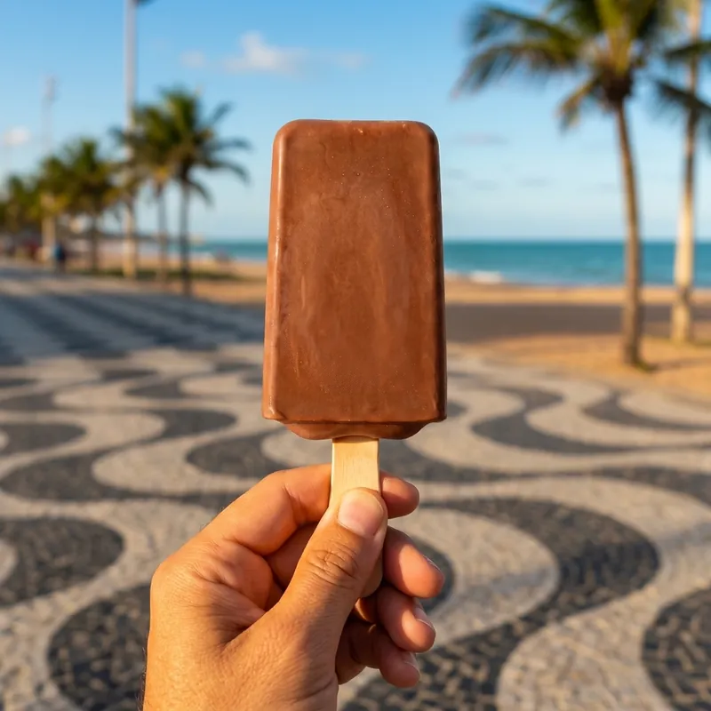 Picolé artesanal de chocolate zero, sem açúcar